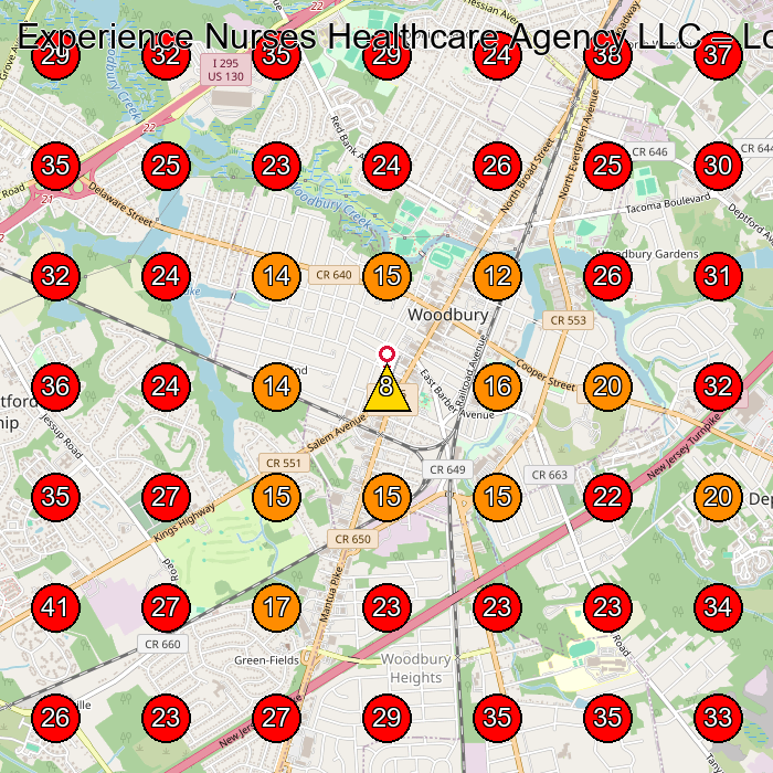 Experience Nurses Healthcare Agency LLC GeoGrid visibility map for Dry Wall Contractor in None